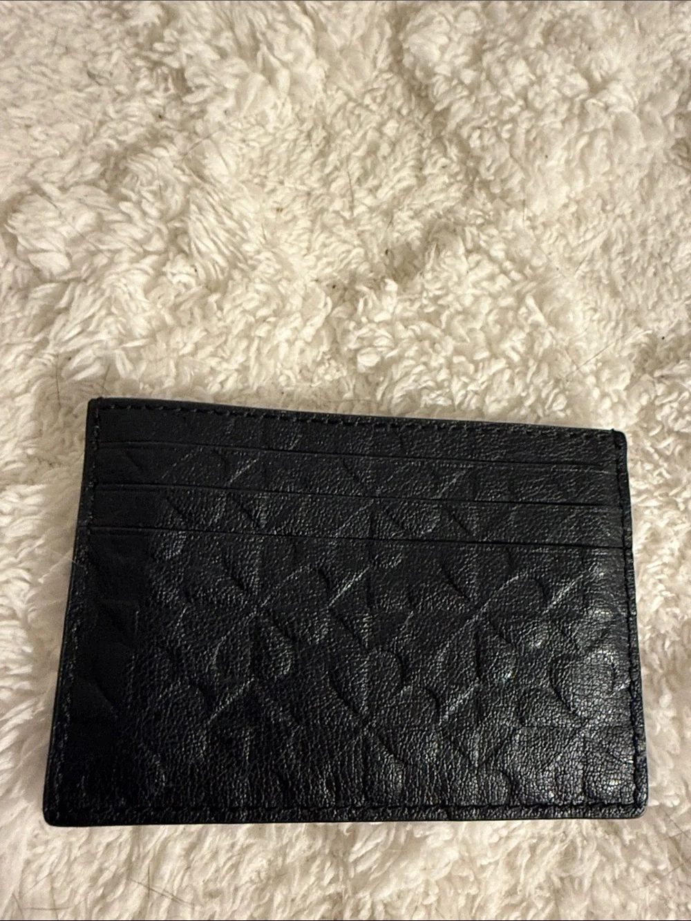 kate spade Black Quilted Leather Card Holder with Gold Logo